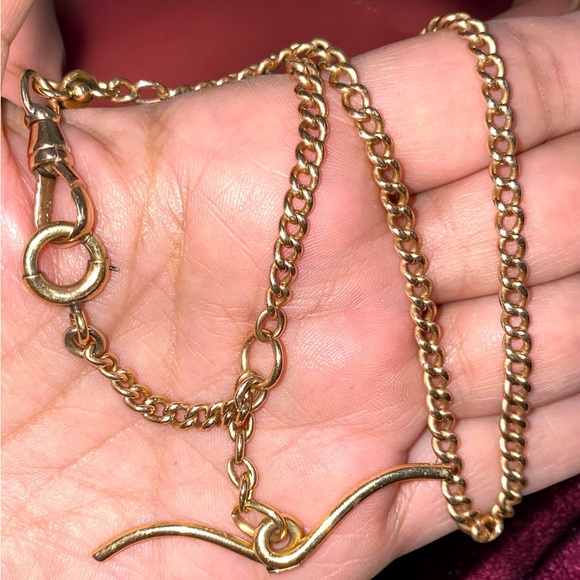 Vintage 14k Rose Gold 15.5” Watch Chain Dog Clip Moustache 3.5mm Curb Necklace! - Picture 9 of 16
